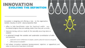 An updated view of what is innovation - built from a new definition of value (progress sought, progress offered and progress achieved) and insights from service-dominant logic.